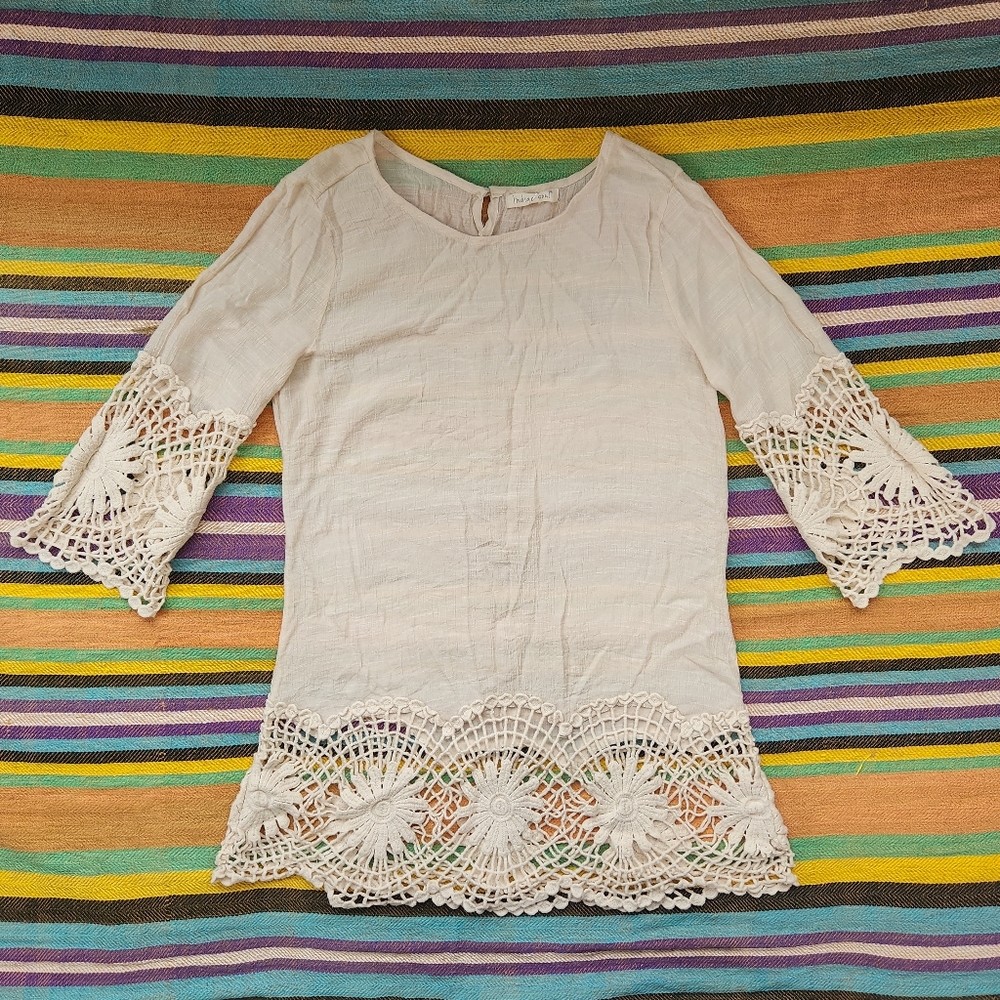 Boho Crochet Flower Tunic/Cover Up